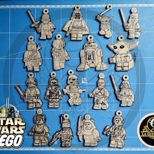 porte-clé figurine univers star wars (17 keychains svg,adobe illustrator, lightburn, png, jpeg, dxf, pfd)
