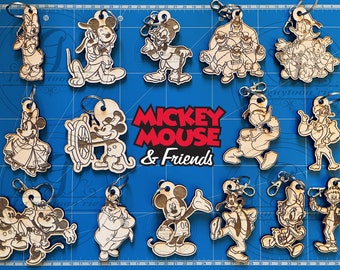 set of 15 key rings from the Mickey universe. (SVG / Adobe Illustrator / DXF / Lightburn / PNG format)