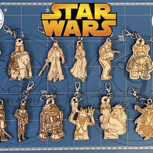 Portes-clés de l'univers star wars (SVG/PNG/AI/Dxf/lighburn). (15 characters)
