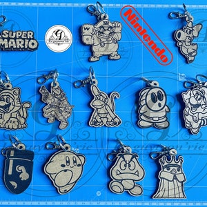 Portes-clés de l'univers Mario (SVG/PNG/AI/Dxf/pdf/lighburn). (11 characters + 1 logo) pack 2