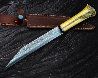 Viking Seax Knife Hand Forged Damascus Steel Custom Made Hunting Knife FS-33