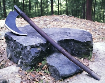 Death Dealer axe, barbarian axe with curved handle, battle axe, new year gift, german axe, viking axe, scandinavian axe, berserker axe