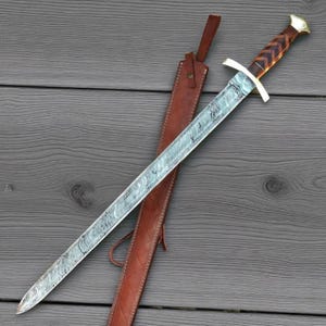 Viking Sword, Damascus Sword , Real Sword, Hand Forged Sword, Long Sword, Sword, Larp Swords, Groomsmen Gift, Wedding Gift, Birthday Gift.