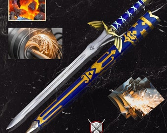 CUSTOM Hand Forged Stainless Steel The LEGEND of ZELDA Full Tang Skyward Link&#39;s Master Sword with Scabbard-Costume Armor Best Gift for Him