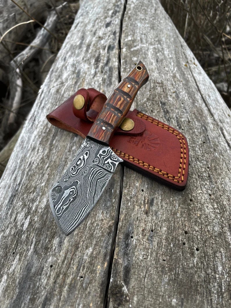  Damascus Pocket Knife Set Mini Chef Knife with Sheath, Tiny  Knife EDC Knives Small Knife Cleaver, Package Opener, Box Cutter Bottle  Opener Keychain Tiny Things with Pocket Knife Sharpener - Set
