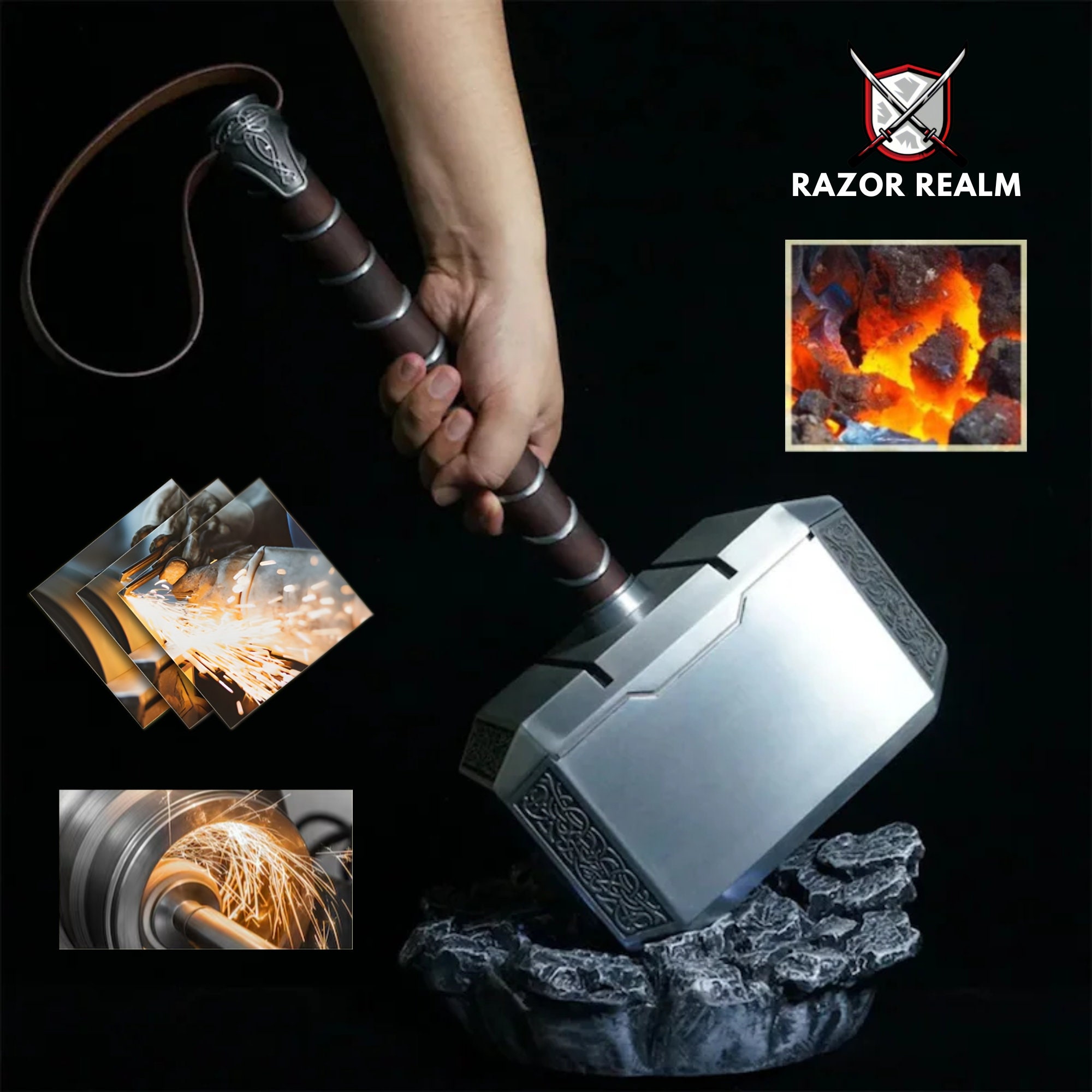 Actual Size Scale Full Metal Avengers Thor Hammer 1:1 Replica Prop Mjolnir cosplay