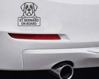 St Bernard Dog Car Decals | Car Stickers Laptop Decals, Personalized Pet Paw Print Vinyl Dog Lover Gift Dog Mom Dog Car Bumper Sticker