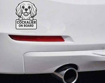 Cockalier Dog Car Decals | Car Stickers, Laptop Decals, Personalized Pet Paw Prints, Vinyl Dog Lover Gift, Dog Mom - Dog Car Bumper Sticker
