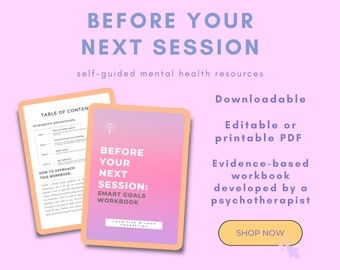 SMART Goals Mental Health Workbook, goal setting, therapy worksheet, habit, productivity, personal development, motivation, PDF download
