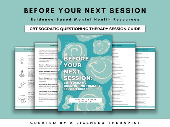 CBT Socratic Questioning Therapy Session Questions, Therapist Tools, Counseling Tools, School Counselor, Psychologist, Session Guide