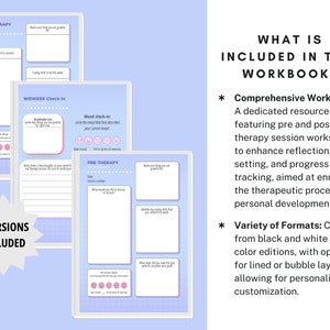 Pre and Post Therapy Workbook, Therapy Worksheet, Mental Health ...