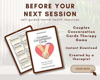 Schede con domande sulle relazioni, terapia di coppia, schede di conversazione, appuntamenti serali, giochi terapeutici, suggerimenti per la costruzione di relazioni, download istantaneo