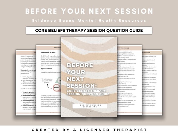 Core Beliefs Therapy Questions Session Guide, Therapy Tools for Counseling, Therapist Worksheet and Therapy Resources