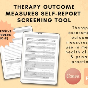 Depression Therapy Outcome Measures Screening Tool PHQ-9 Mental Health Assessment, Therapy Aid, Counseling Resource, Mental Status Exam