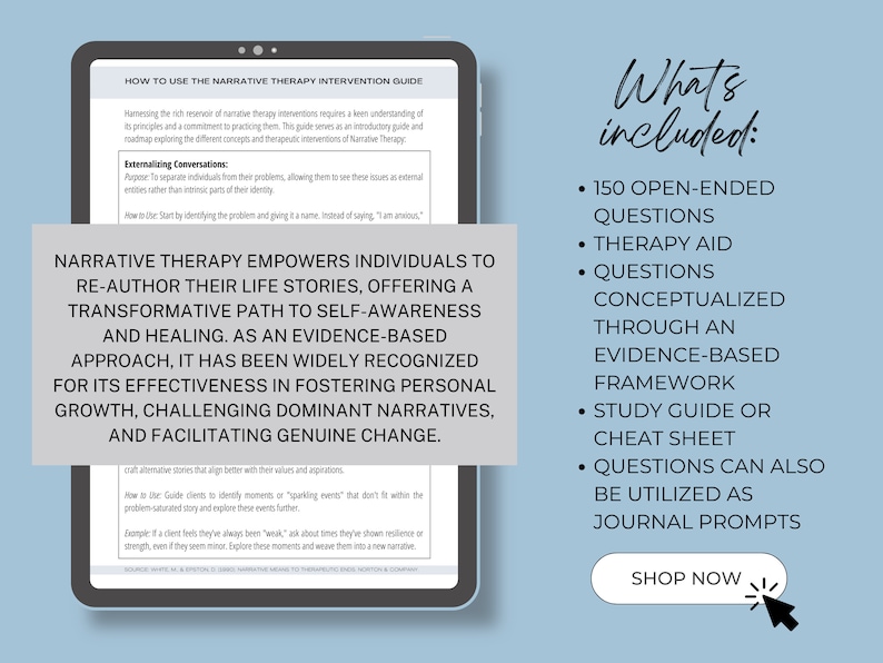 Narrative Therapy Counseling Session Questions and Intervention Guide ...
