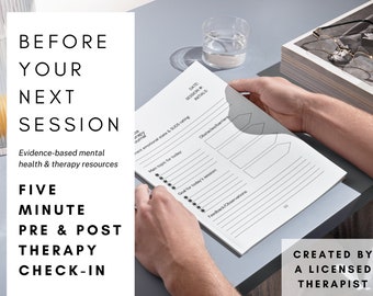 Therapy Worksheet Pre and Post Session Reflections, Counseling Resource, Therapist Aid, Mental Health Journal, Therapy Session