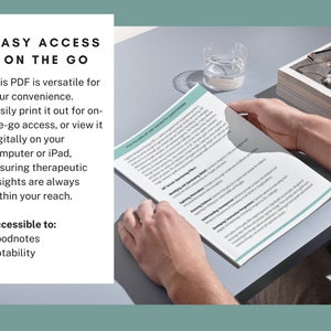 K&ouml;nnte beinhalten: Eine Person liest ein PDF-Dokument auf einem Tablet. Das Dokument tr&auml;gt den Titel "F&uuml;nf S&auml;ulen des pers&ouml;nlichen Wachstums" und enth&auml;lt Abschnitte zu "Therapeutischer Planung", "Entwicklung von Lerngewohnheiten", "Bewertung der Entwicklung", "Verst&auml;ndnis von Empowerment" und "Entwicklung von F&uuml;hrungstemperament". Der Text im Dokument lautet "Dieses PDF ist vielseitig f&uuml;r Ihre Bequemlichkeit. Drucken Sie es einfach f&uuml;r den Zugriff unterwegs aus oder sehen Sie es digital auf Ihrem Computer oder iPad an, um sicherzustellen, dass therapeutische Erkenntnisse immer in Reichweite sind. Zug&auml;nglich f&uuml;r: Goodnotes Notability."