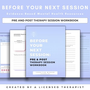 Pre and Post Therapy Workbook, therapy worksheet, mental health workbook, therapy prompt, therapy journal, therapy aid, counseling resource