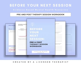 Pre and Post Therapy Workbook, therapy worksheet, mental health workbook, therapy prompt, therapy journal, therapy aid, counseling resource