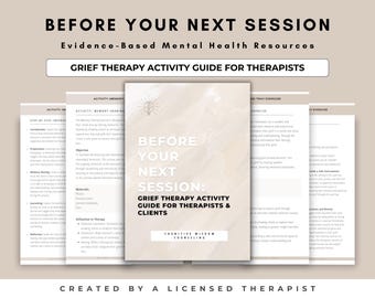 Grief Therapy Activity Guide for Therapists and Clients - Therapy Tools, Worksheets, Interventions, Grief Support, Coping, Counseling