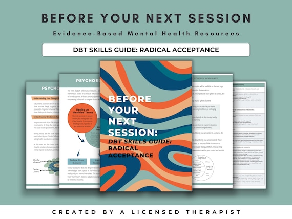 DBT Skills Guide Radical Acceptance Mental Health Workbook, Therapy Worksheets, DBT Journal, Coping Skills, Therapy Resources