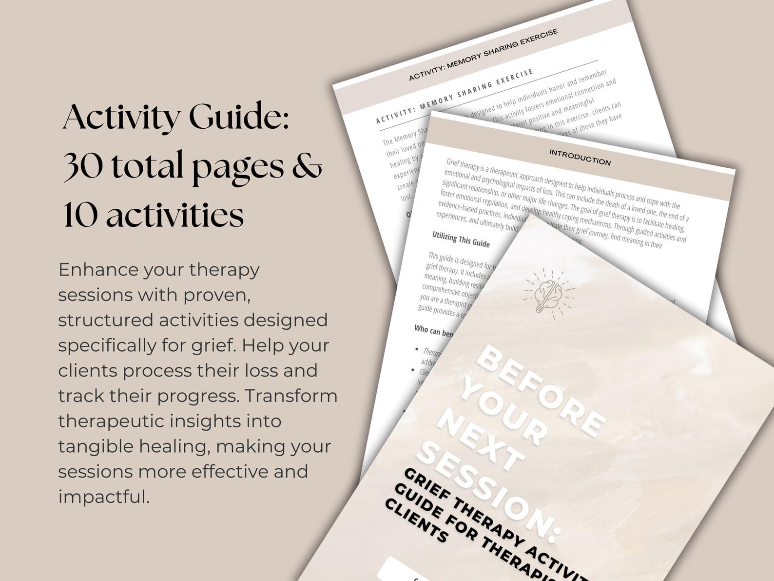Grief Therapy Activity Guide for Therapists and Clients - Therapy Tools ...