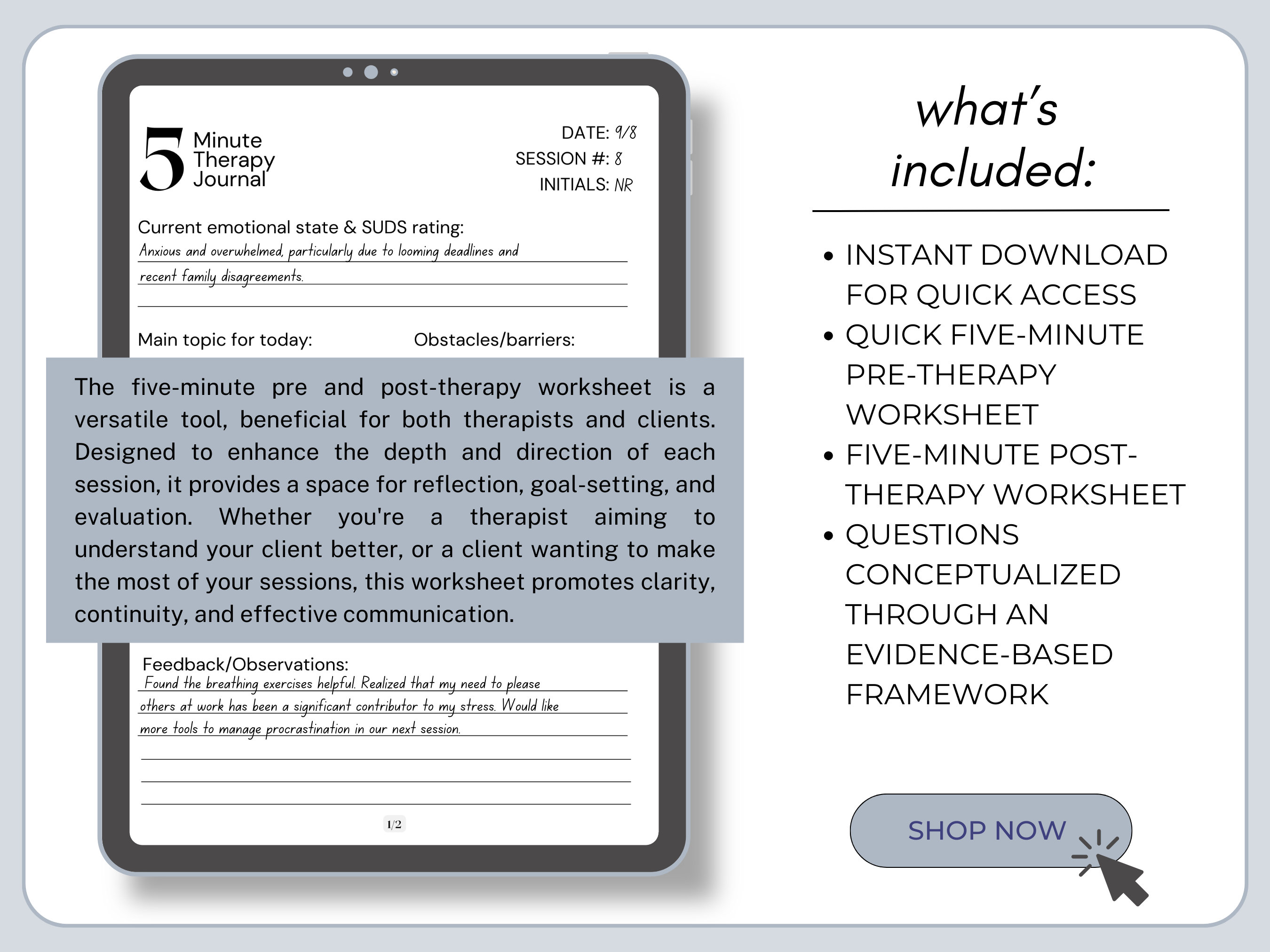 Therapy Worksheet Pre and Post Session Reflections, Counseling Resource