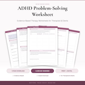 ADHD Problem-Solving Worksheet, Structured Step-by-Step Framework, Therapist Resource, Printable Instant Download