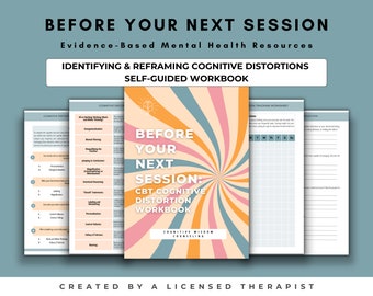 CBT Therapy Cognitive Distortions & Thinking Errors Workbook, CBT Worksheets, Therapy Tools, Anxiety Workbook, Therapy Worksheets