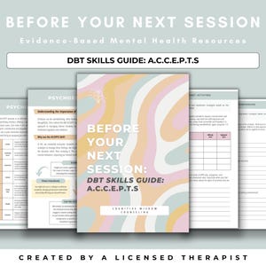 DBT Skills Guide ACCEPTS Mental Health Workbook, Therapy Worksheets, DBT Journal, Coping Skills, Therapy Resources, Therapy Tools