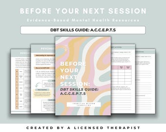 DBT Skills Guide ACCEPTS Mental Health Workbook, Therapy Worksheets, DBT Journal, Coping Skills, Therapy Resources, Therapy Tools