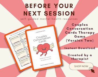 Couples Therapy Relationship Conversation Prompts, Date Night Activity, Relationship Questions , Relationship Goals, Therapy Resource
