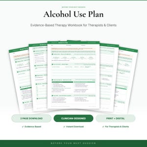 Substance Use Alcohol Reduction Workbook, Harm Reduction Trigger Mapping, Therapist Resource, Printable Instant Download