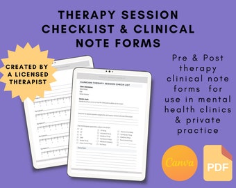 Clinical Progress Psychotherapy Treatment Note Forms for Therapy Session, Private Practice, School Counselors, Psychologist, Therapist Tools