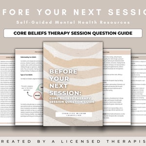 Core Beliefs Therapy Questions Session Guide, Therapy Tools for Counseling, Therapist Worksheet and Therapy Resources