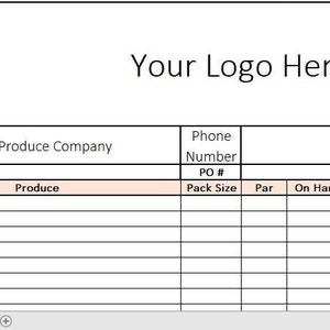Excel Template Restaurant Produce Order Guide