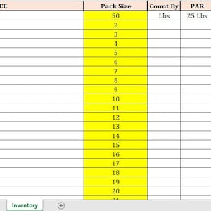 Excel Template Restaurant Inventory