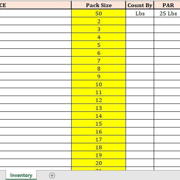 Excel Template Restaurant Inventory