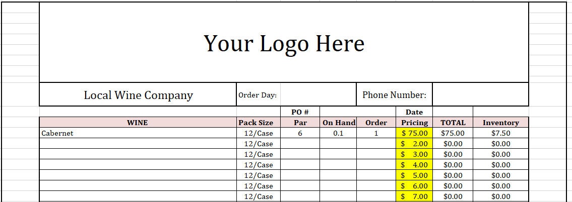Excel Template Restaurant Order Guide and Inventory Sheet - Etsy