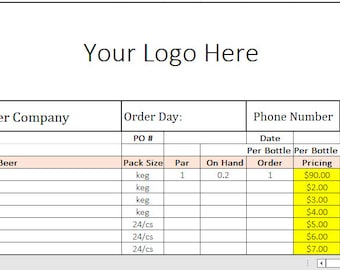 Excel Template Restaurant Order Guide and Inventory Sheet - Etsy