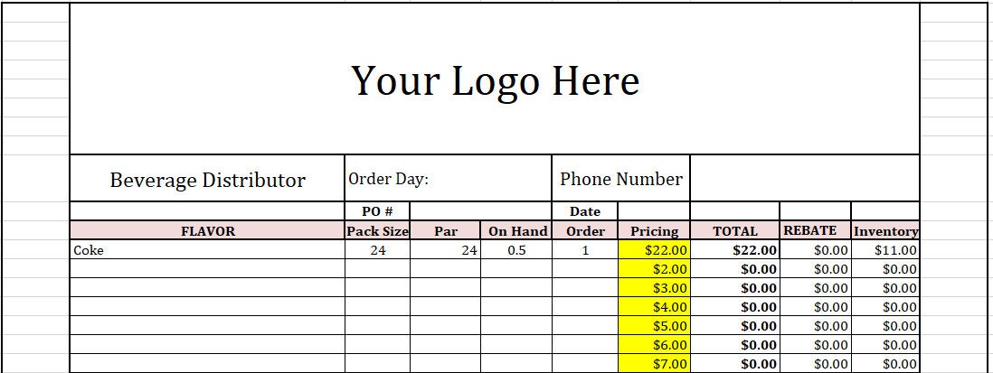 Excel Template Restaurant Order Guide and Inventory Sheet - Etsy