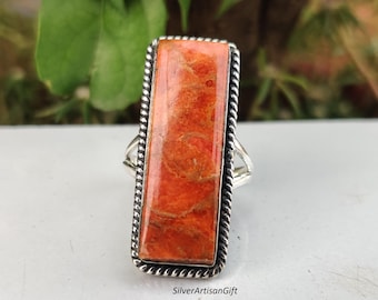 Handmade Spiny Oyster Sterling Silver Ring, Navajo Style