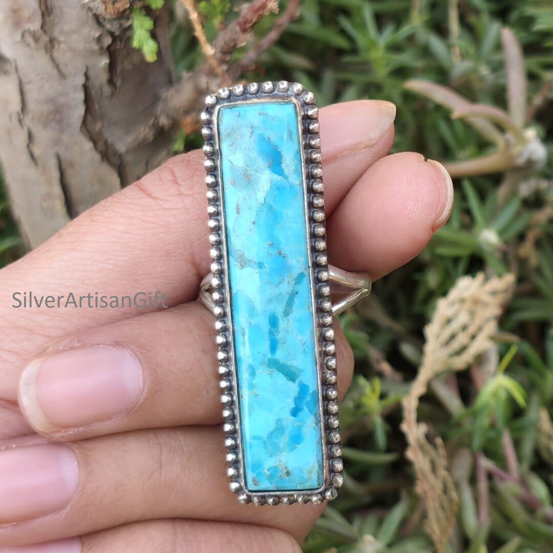Kingman Turquoise Statement Ring - Handmade 925 Sterling Silver - Etsy