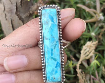 Kingman Turquoise Statement Ring - Handmade 925 Sterling Silver