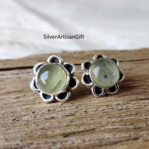 Red Coral 925 Sterling Silver Stud Earrings: October Birthstone Jewelry Prehnite