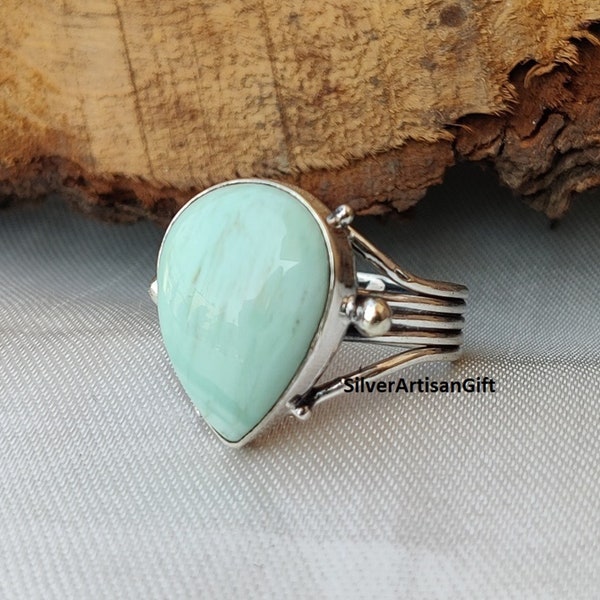 Variscite ring, 925 Sterling silver ring, Pear Shape Ring , Handmade Ring , Gift for Love , Women Ring , Variscite Jewelry , Lovely Ring ***