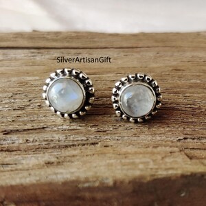 Red Coral 925 Sterling Silver Stud Earrings: October Birthstone Jewelry Moonstone