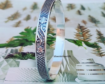 925 Sterling Silver Bangle: Handmade Solid Silver Jewelry