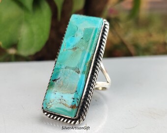 Sterling Silver Kingman Turquoise Navajo Ring, Size 7 - Etsy