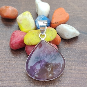Handmade 925 Sterling Silver Amethyst Pendant: Natural Purple Gemstone